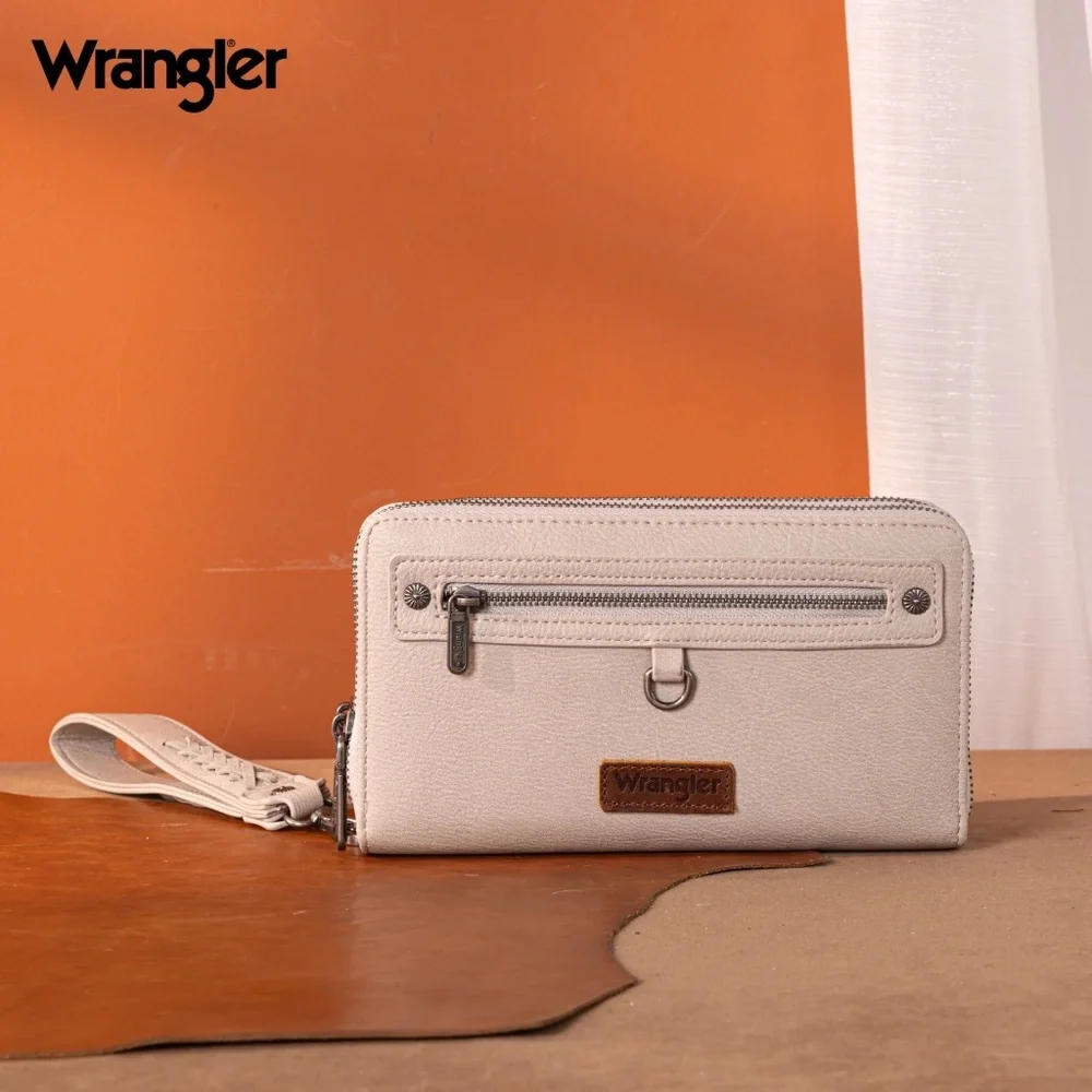 Wrangler Dual Zipper Compartment Large Wallet -Light Grey